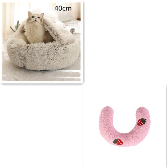 2 In 1 Dog And Cat Round Plush Winter