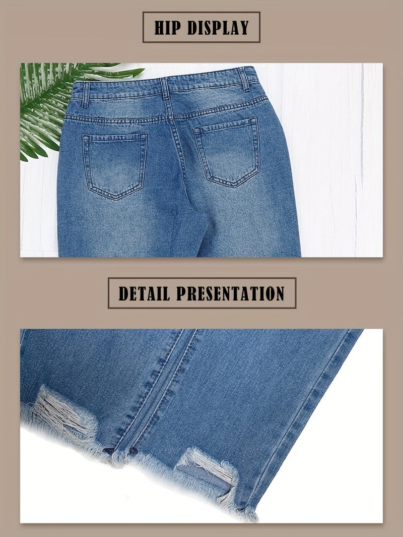 Comfortable Ripped Distressed Stretchy Boyfriend Jeans for Women