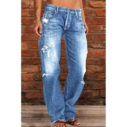 Women's Loose Wide Ripped Leisure Jeans