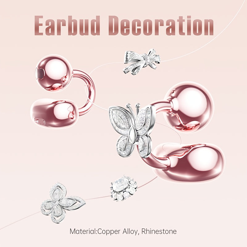 Clip On Luxurious Diamond Bow Headphone
