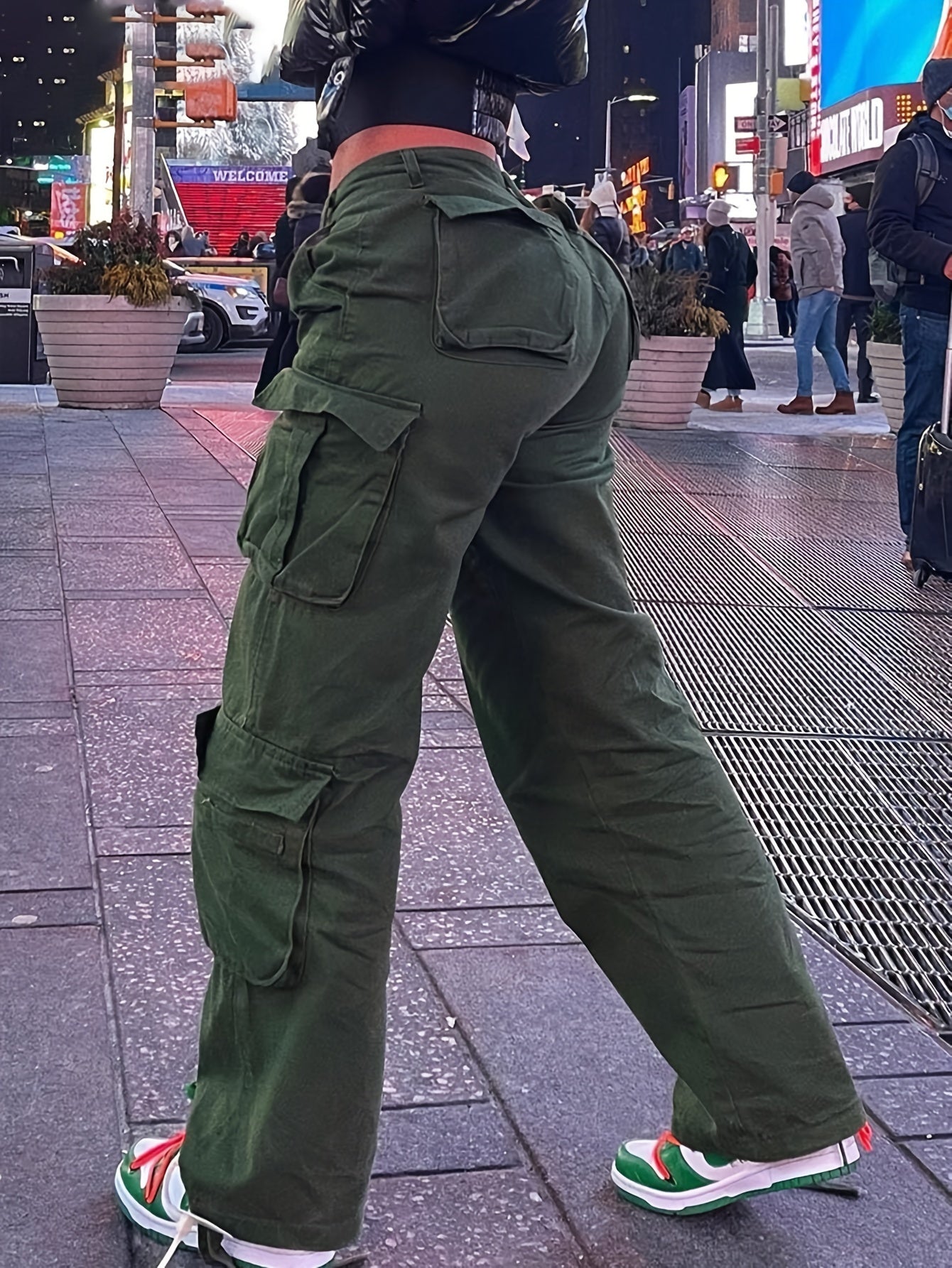 Plain Side Flap Pocket Cargo Jeans