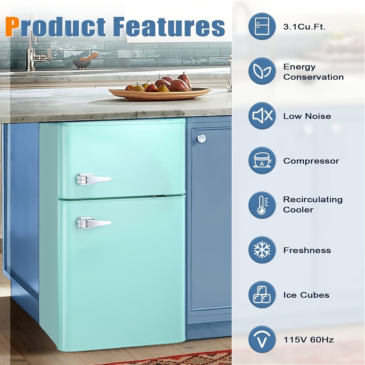 3.2 Cu.Ft Compact Mini Fridge with Freezer