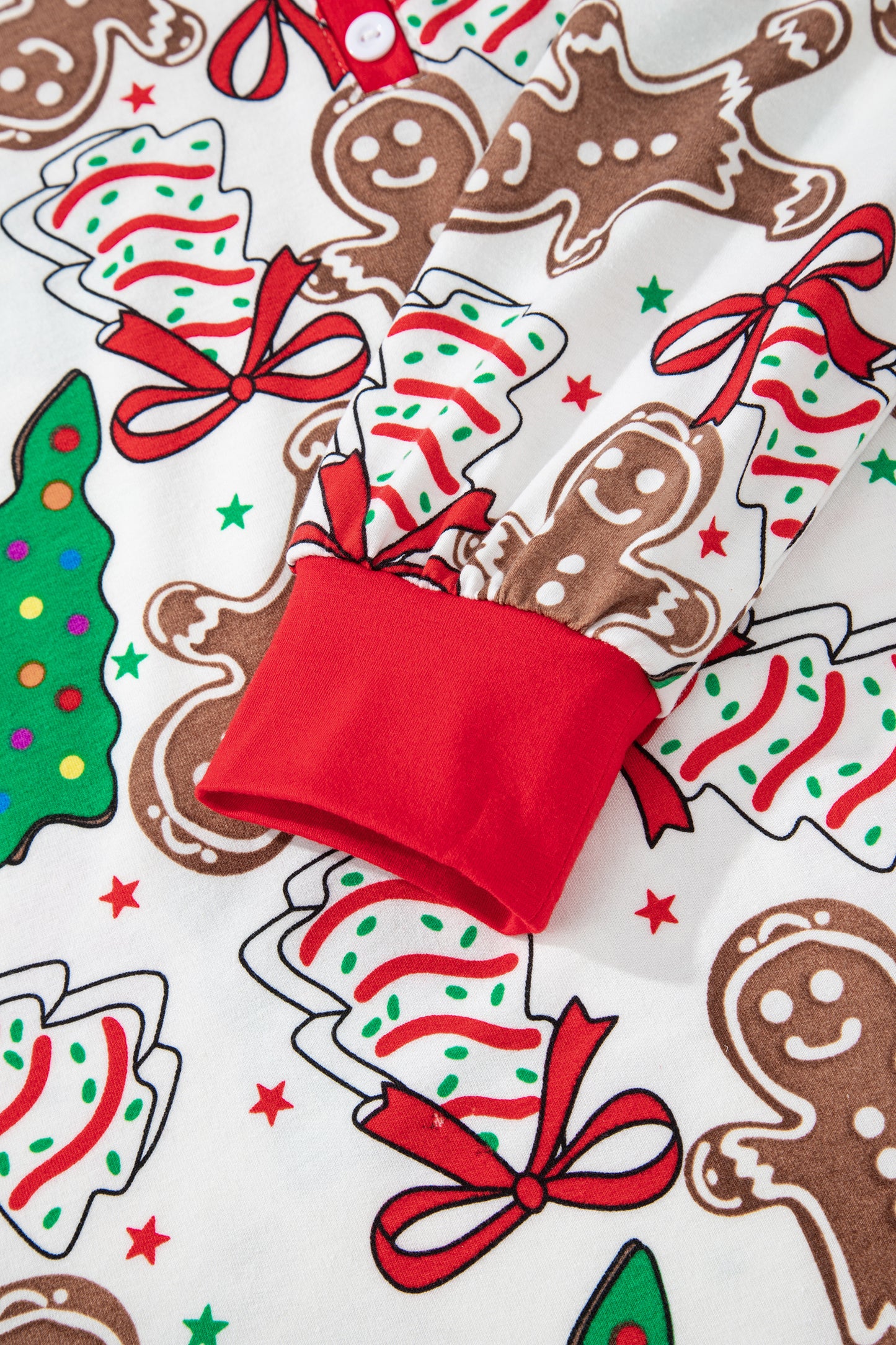 2pcs White Christmas Pattern Button V Neck Pullover Drawstring Pants Lounge Set