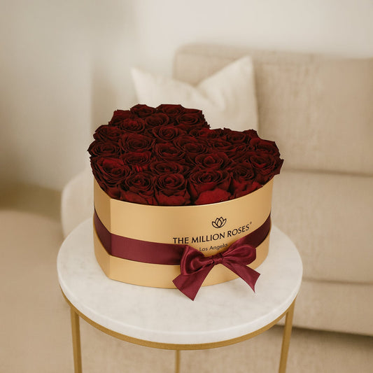 Heart Gold Box | Black Label Edition | Burgundy Roses