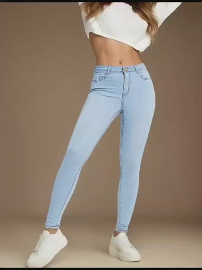 High-Rise Slim Fit Blue Jeans
