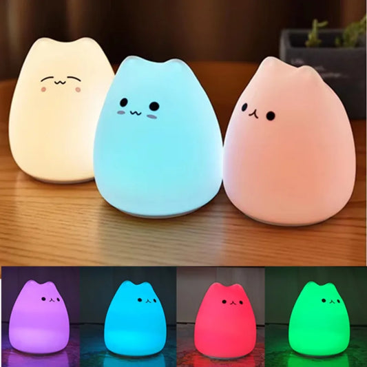 Portable Soft Silicone Cute Cat LED Night Light